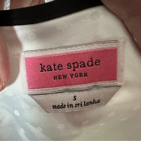 Kate Spade Mrs Camisole Tank Top White Dot‎ Fabric with Black Trim Size Small - Picture 3 of 11